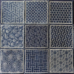 Set of 9 Sashiko Boro quilting square Machine Embroidery File design 4x4 inch hoop. Sashiko jeans patch embroidery file. Digital file.
