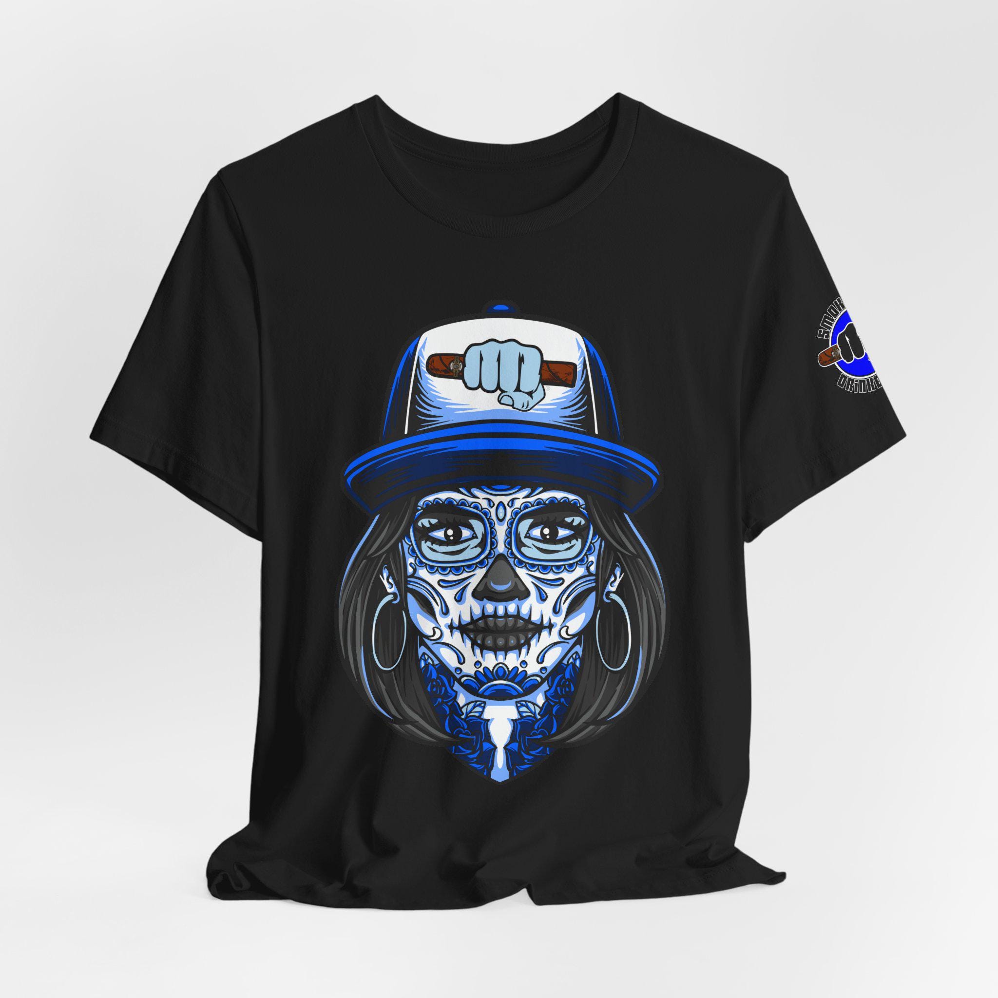 SWDB blauw T-shirt met suikerschedel