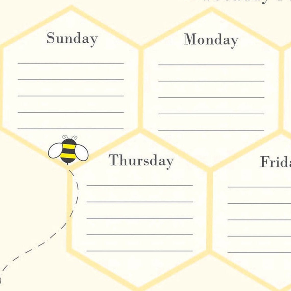 Busy as a Bee Weekly Planner, PRINTABLE, Instant Download, Bumblebee