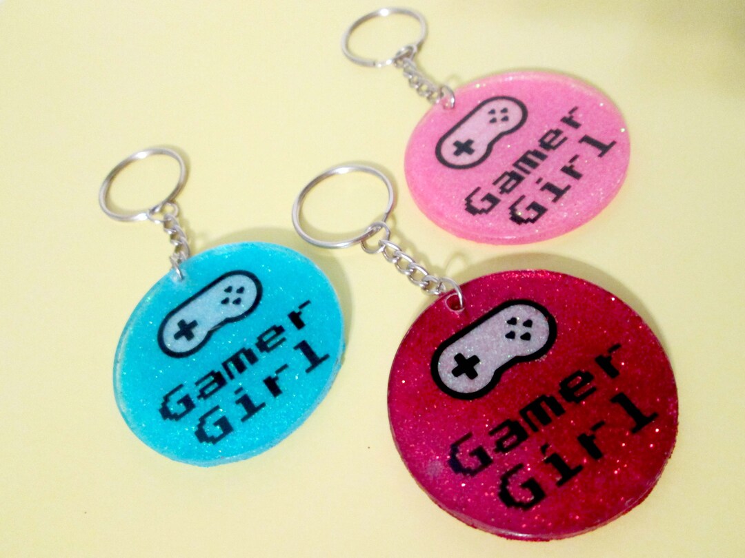 Gamer Girl Acrylic Keychain With Glitter Video Games Etsy Canada
