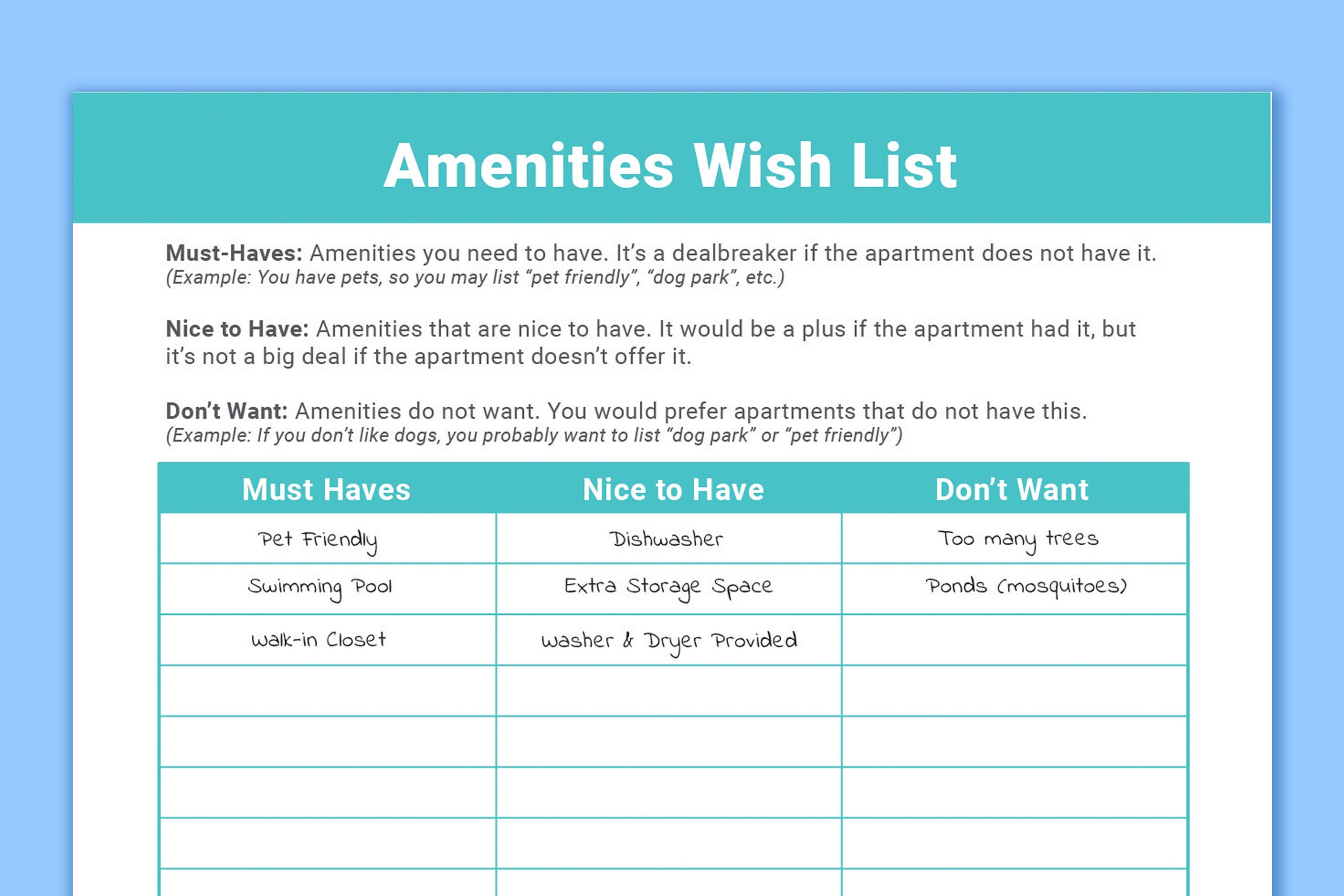 Apartment Search Bundle, PRINTABLES, Instant Download, Graduation Gifts ...