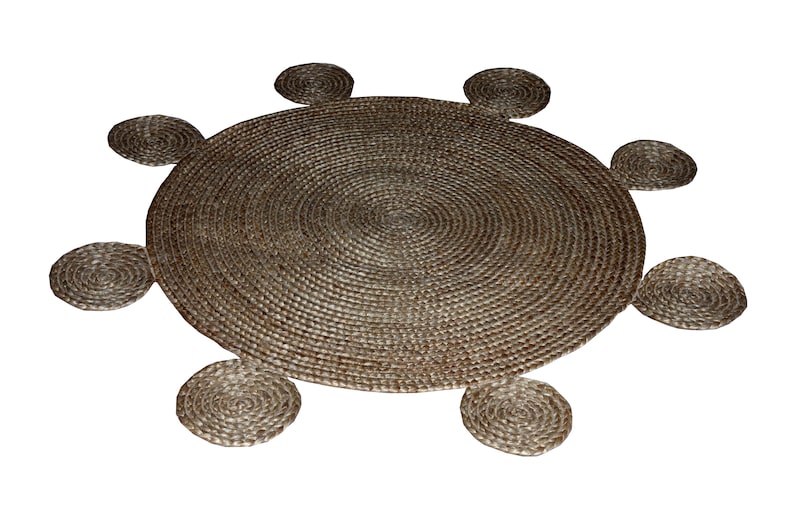 Round Rug Oushak Rug,Traditional Indian Home Decor Natural Jute Rug Handmade Bohemian Rug Indian Braided Rug Geometric,Turkish 4x4 ft