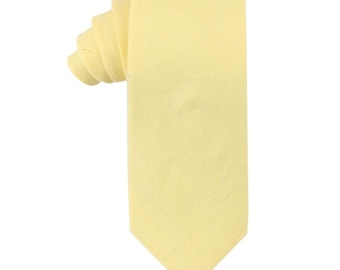 CORBATA AMARILLA BEBÉ / Corbatas de lino y algodón AMARILLO CLARO Corbatas para padrinos de boda / Corbatas para padrinos de boda para hombres / Corbata para novios para hombres / Cosida a mano