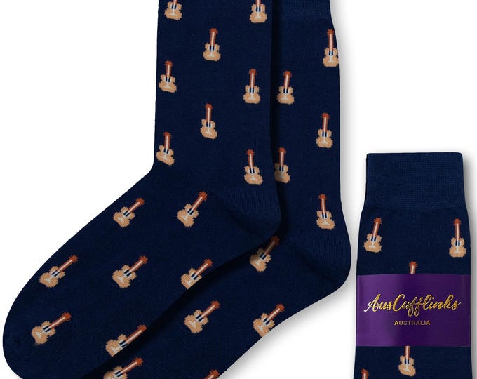 GUITAR SOCKS | Cool Novelty Music Socks for Guitarists & Band Members Gift for Music Lovers | Men’s Musician Theme Socks Christmas Present