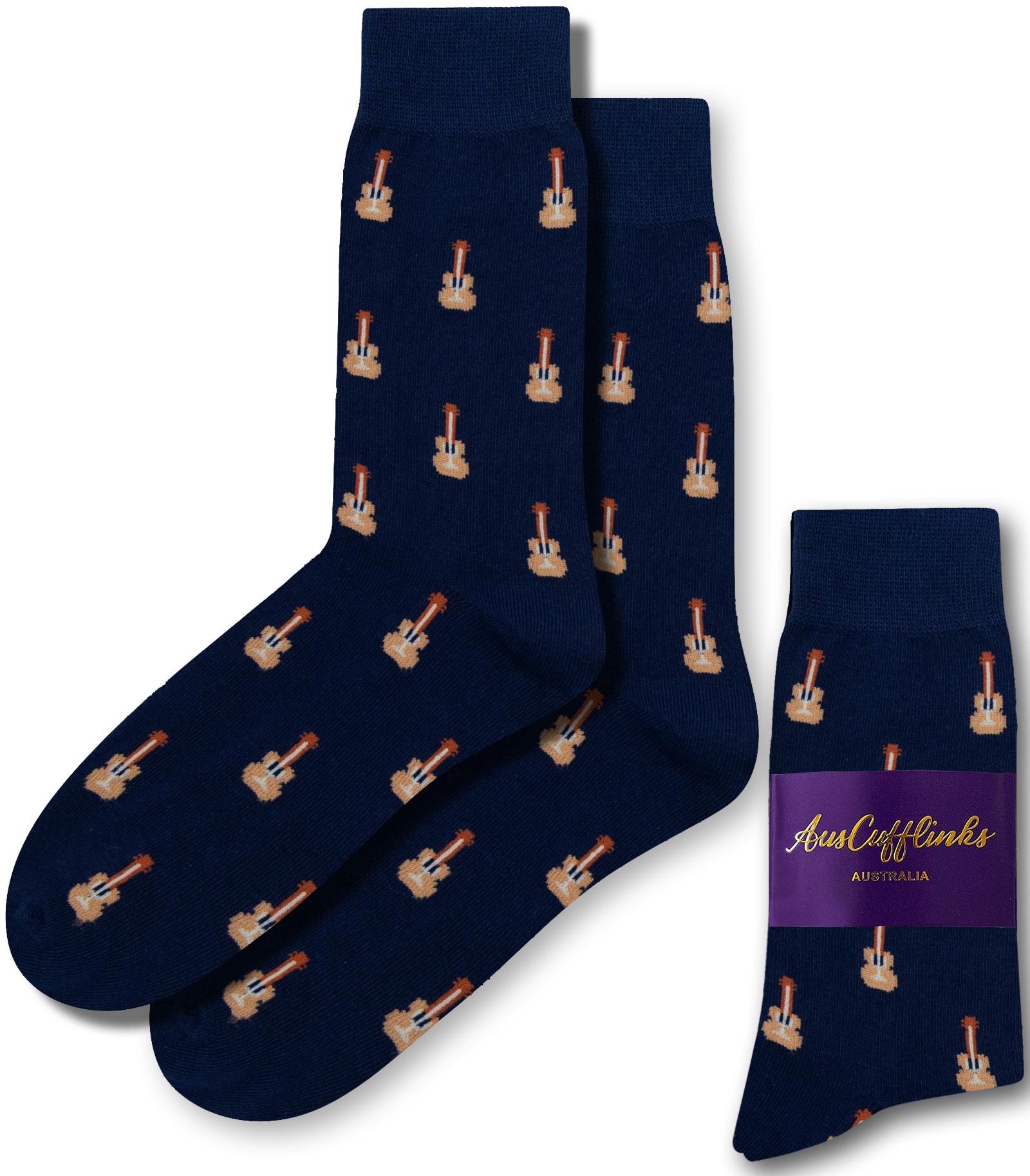 GUITAR Socks | ACOUSTIC GUITARIST Music Socks Groomsmen Socks For Weddings | Christmas Stocking Stuffer Present Him | Music Musician Gift