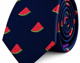WATERMELON SKINNY TIE | Fruit-Inspired Slim Necktie for Him | Perfect Gift Food Lovers, Fruit Enthusiasts, Summer Events, Fun Statement Look