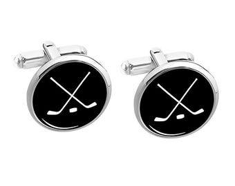 Ice Hockey Cross Cufflinks | Sport-Inspired Cufflinks for Men | Perfect Gift for Hockey Players, Coaches & Fans | Unique Game Day Accessory
