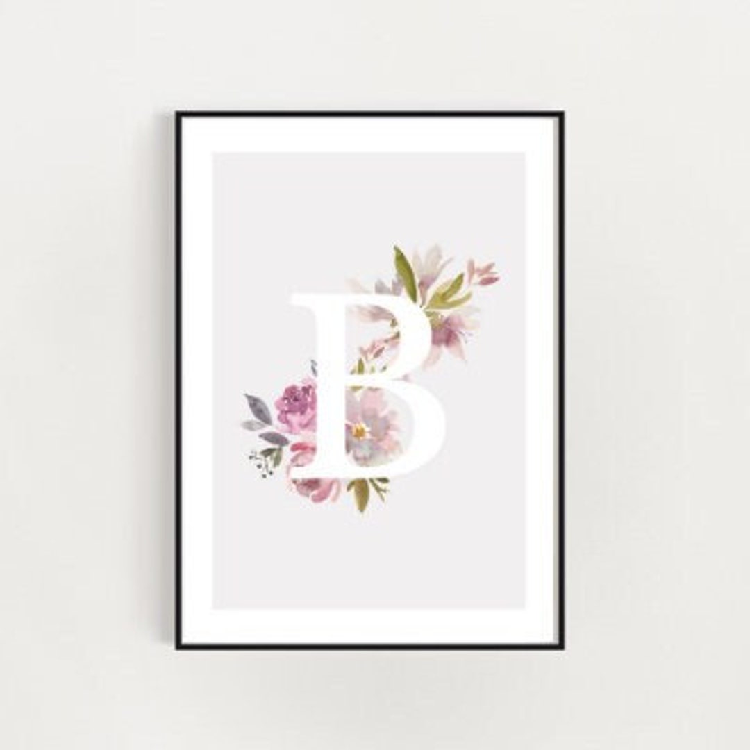 Printable LETTER 'B' Wall Art Baby Girl Nursery Etsy