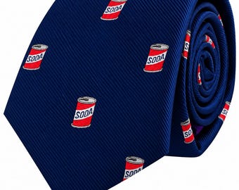 Soda Skinny Tie | Soft Drink Theme Necktie for Soda Lovers & Beverage Fans l Fizzy Drink Design l Wedding Groomsmen Gift l Birthday Present