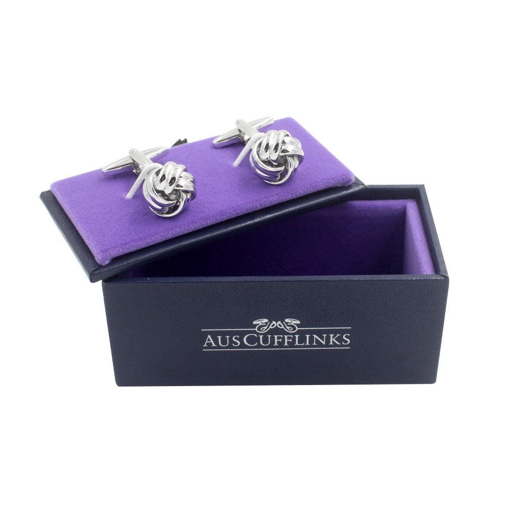 Gemelli Uomo A Nodo Primavera Argento – Regalo Matrimonio, Placcati Rodio, Cufflinks.Direct