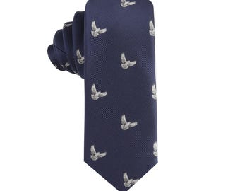 Dove Necktie, Peace Bird Tie for Men, Groomsmen Wedding Tie, Groom Tie, Handcrafted Novelty Necktie, Gift for Bird Lovers