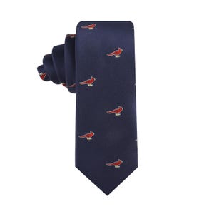 Kardinalvogel-Krawatte, rote Vogel-Krawatte für Männer, Groomsmen-Hochzeits-Krawatte, Natur-Liebhaber-Geschenk, handgefertigte Krawatte