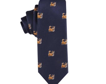 Corgi Dog Tie, Cute Corgi Necktie for Men, Novelty Dog Print Tie