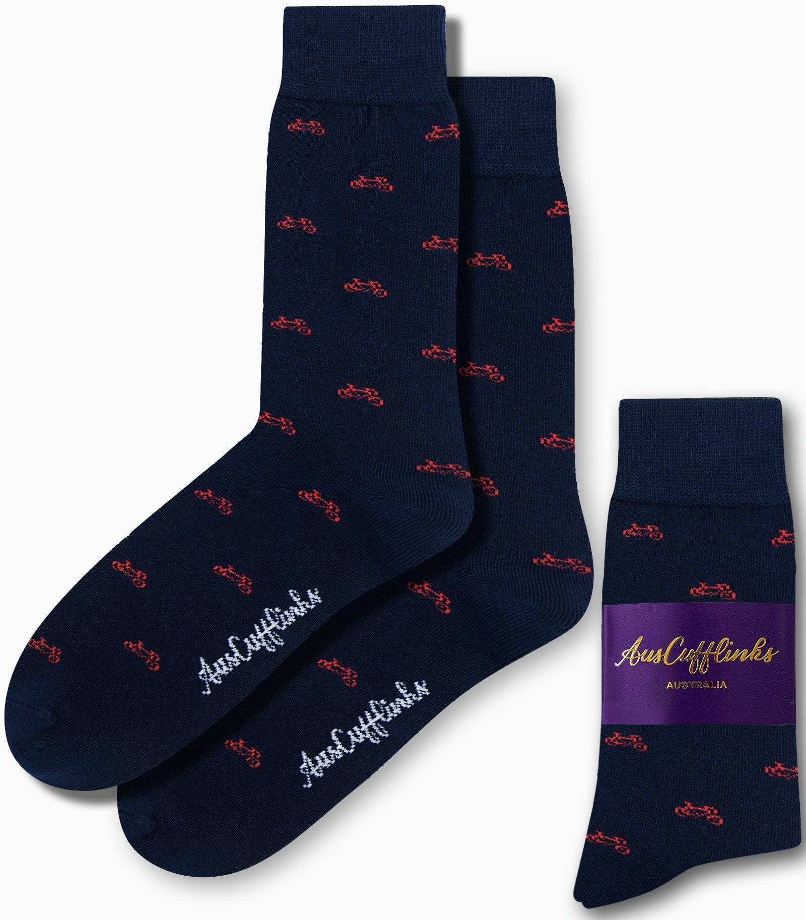 CYCLIST SOCKS Everyday Casual Socks for Men Quirky Cycling Bike Design Comfortable Novelty Socks for Daily Outfits, Work, and Home