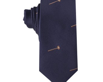 Gavel Skinny Tie | Professional Slim Necktie for Lawyers, Judges & Law Students | Perfect Gift Legal Professionals | Courtroom Office Wear