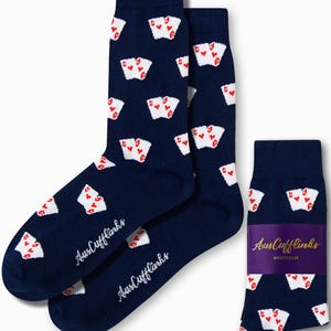 Calzini con carte da poker/Calzini eleganti da uomo, regalo per lui, calzini da matrimonio, calzini per tutti i giorni, idea regalo per lo sposo, calzini casual, regalo per uomo, regalo per papà