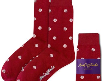 Red and White Basketball Socks | Everyday Casual Socks for Players, Coaches, and Fans | Ideal Gift for Sports Lovers | Christmas Present Him