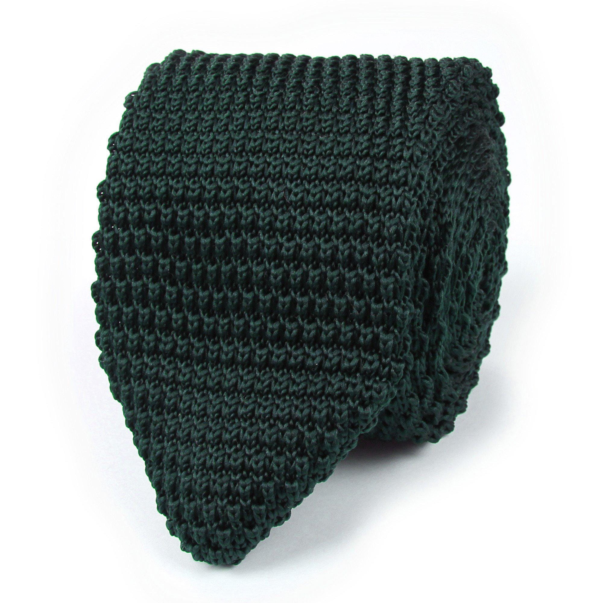 Green KNITTED Necktie | KNIT Ties Groomsmen Tie Weddings | Gift for Bird Lover Novelty Neck Ties Men | Groom Tie | Hand Stitched
