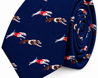 Greyhound Racing Skinny Tie | Perfect Gift for Dog Racing Lovers, Greyhound Owners, Trainers & Sports Fans | Fun Novelty Slim Tie Men Office
