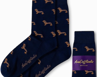 SAUSAGE DOG SOCKS | Furball Socks Groomsmen Socks For Weddings | Gift Men | Christmas Stocking Stuffer | Xmas Present Him | Dog Lover Gift