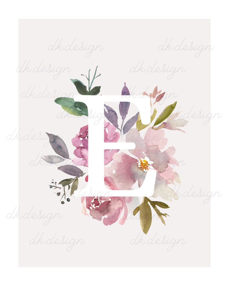 Printable LETTER 'E' Wall Art Baby Girl Nursery Etsy