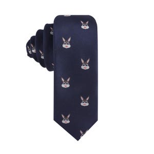 Bunny Rabbit Tie, Cute Animal Necktie for Men, Novelty Rabbit Design, Easter Gift, Groomsmen Tie,  Handcrafted Fashion