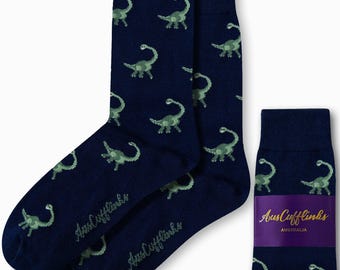 BRONTOSAURUS SOCKS | Everyday Casual Socks for Men | Fun Dinosaur Gift for Jurassic Lovers | Unique Prehistoric Christmas Gift for Him