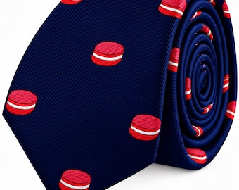 MACARON SKINNY TIE | Fun Novelty Necktie for Men | Perfect Gift for Macaron Lovers, Bakers, and Food Enthusiasts | Great for Work or Parties
