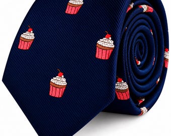 MUFFIN SKINNY TIE | Fun Novelty Necktie for Men | Perfect Gift for Muffin Lovers, Bakers & Food Enthusiasts | Great for Work or Parties