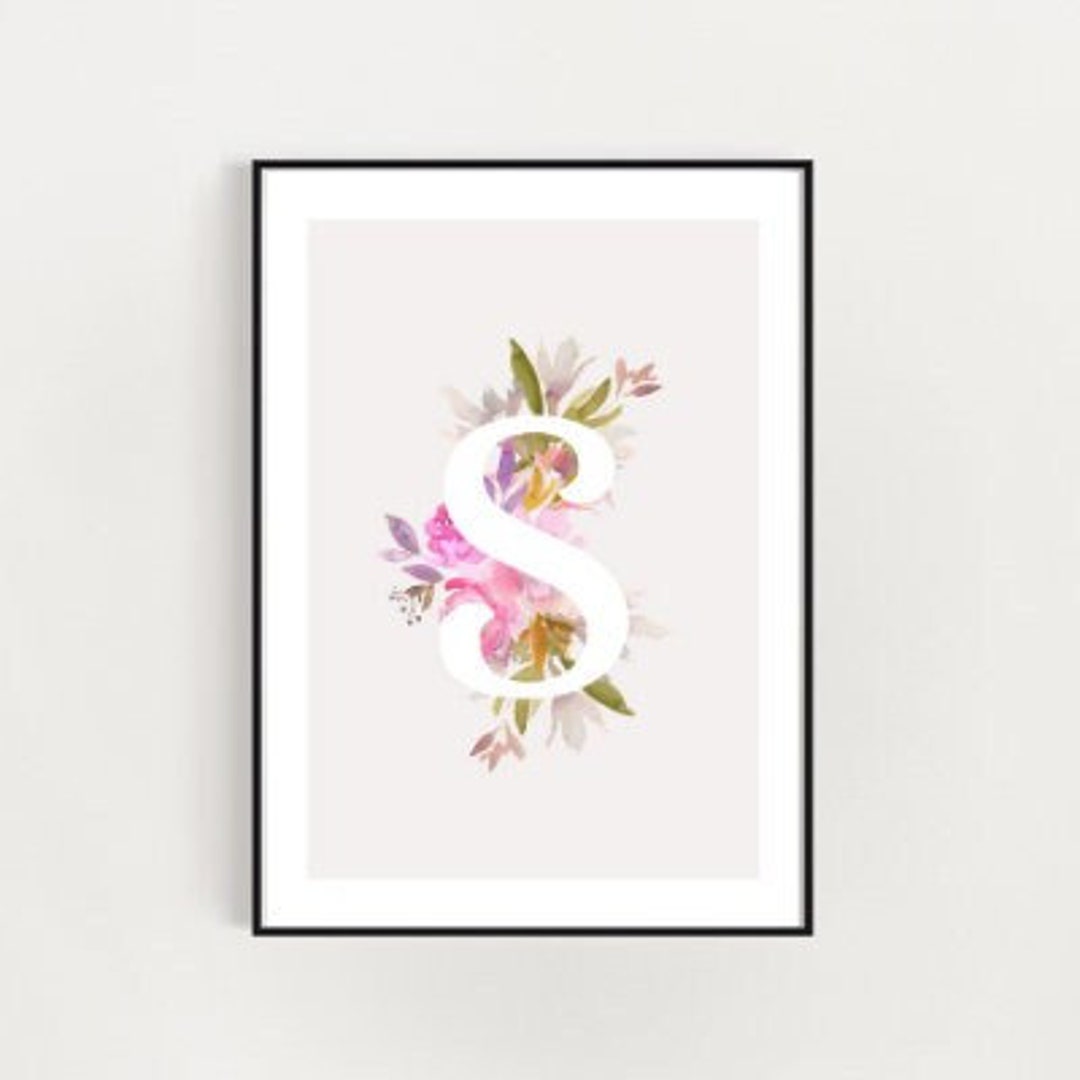 Printable LETTER 'S' Wall Art Baby Girl Nursery Etsy