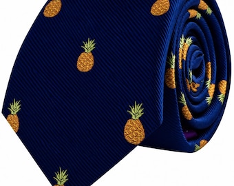 PINEAPPLE SKINNY TIE | Fun Tropical Novelty Necktie for Men | Perfect Gift for Pineapple Lovers, Fruit Fans & Summer Parties