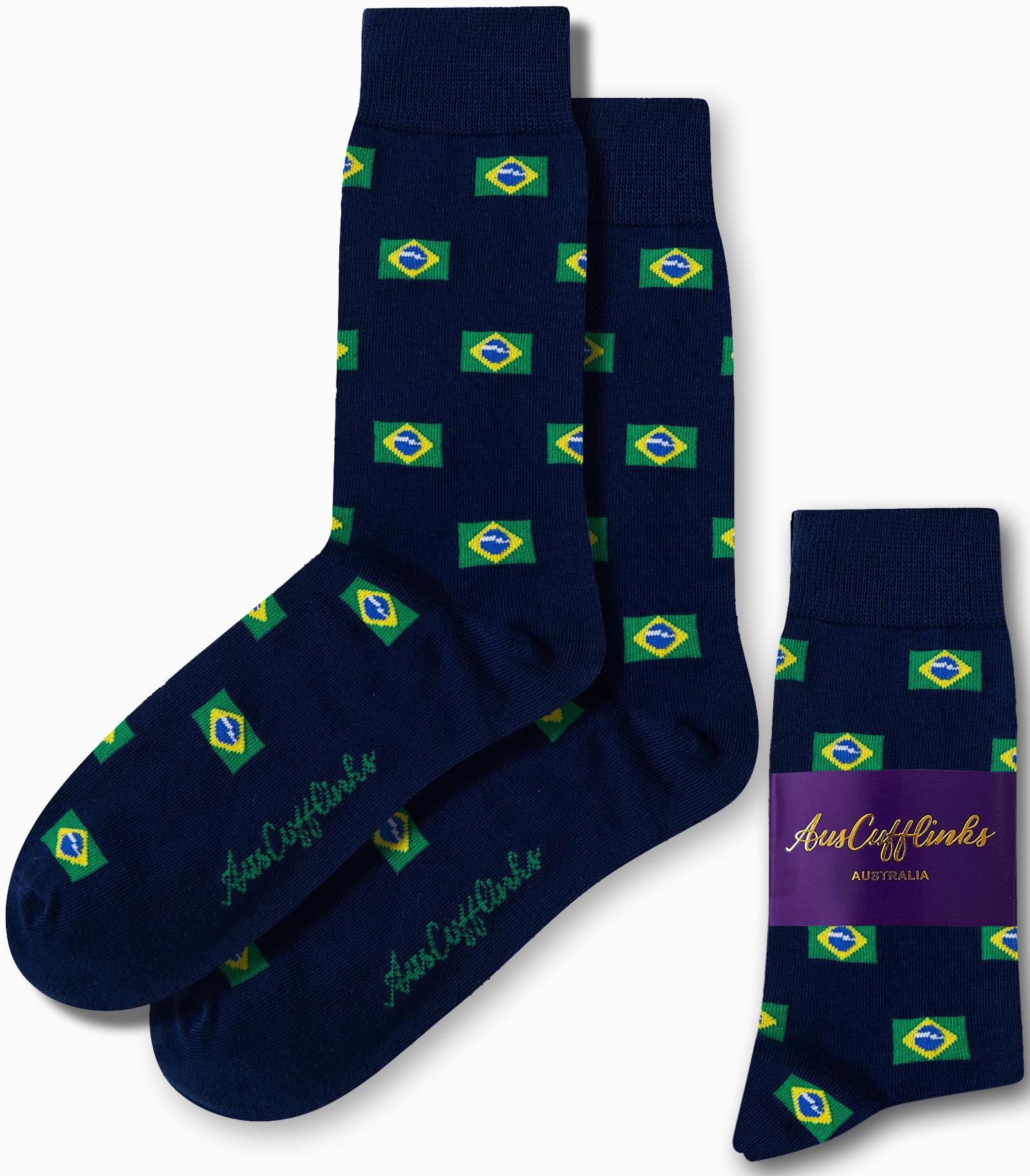 BRAZIL Flag American Socks | BRASIL Socks For Weddings | Gift for Men | Christmas Stocking Stuffer | Xmas Present Him | Gift Brazilian Socks