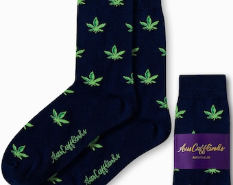 WEED SOCKS | Fun Casual Socks for Men | Cannabis Leaf Design | Great Gift for Weed Lovers and Smokers | Christmas Gift Idea for Him