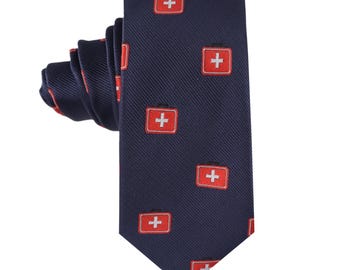 Medical Cross Skinny Tie | Professional Slim Necktie for Doctors, Nurses & Healthcare Workers | Perfect Gift for Medical Professionals