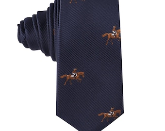 Equestrian Skinny Tie | Horse Riding Slim Necktie for Riders, Trainers & Fans | Perfect Gift for Equestrian Lovers | Race Day Event Men