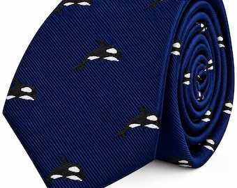 Killer Whale Skinny Tie | Perfect Gift for Orca Lovers Marine Life Enthusiasts, Ocean Lovers & Animal Fans | Fun Novelty Slim Tie Men Office