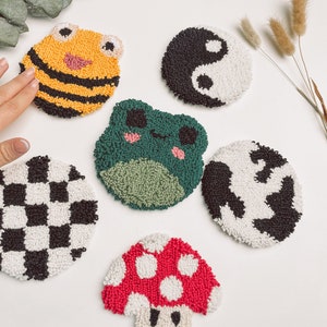 Fun Mug Rugs / Punch Needle Coasters / Cup Coasters / Desk Decoration