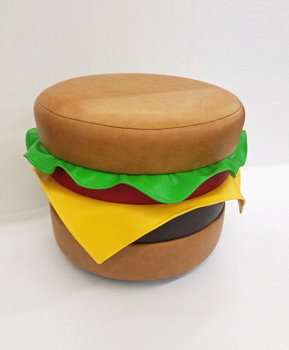 Tabouret Ottoman Rembourre En Forme De Hamburger Etsy