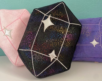 Crystal Pillow Plushie -Rose Quartz, Amethyst Gem, Aquamarine, Aura Black