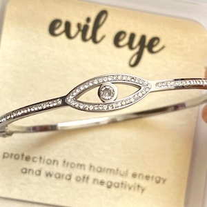 Evil Eye Bangle Bracelet Gold Silver Sparkle Minimalist