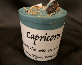 Capricorn Herbal Zodiac Votive Candle - Wicca New Age Pagan Metaphysical - Soy/Beeswax Blend