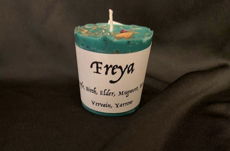 Freya Herbal Votive Candle Herbal Goddess Candle Wicca New Etsy