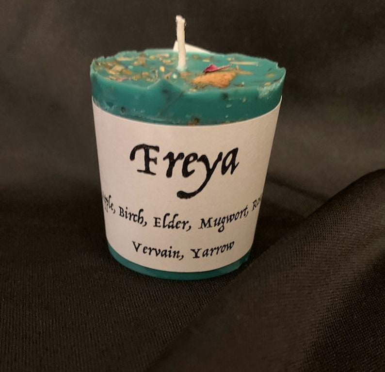Freya Herbal Votive Candle Herbal Goddess Candle Wicca New Etsy