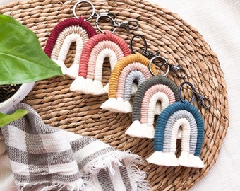 Macrame Rainbow Keychain | Bag Charm | Car Mirror Accesory