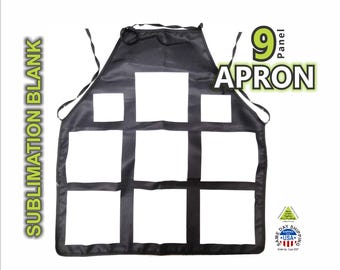 Sublimation Apron 9 Panel, Customizable Sub Polyester Apron, USA Standard 9-Panel Photo Apron - Bulk Sublimation Blanks