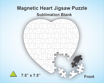 Magnetic heart jigsaw puzzle sublimation blanks, 7" x 9"