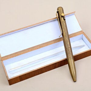 Gouden Damascus Pen, Gift Pen, Handgemaakte pen, Gift Pen, Stalen Pen, Op maat gemaakte Damascus stalen pen. Kerstcadeau, verjaardagscadeau. (FDP-12)