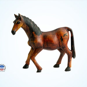 Jednoczęściowy ręcznie robiony drewniany koń, ręcznie rzeźbiona sztuka afrykańska