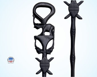 Wooden Art Walking 36" Stick, Handmade One piece Art