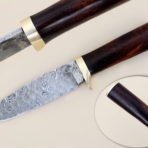 Black Wooden Grip Hunting knife, Handmade Damascus Blade Hunting knife Hand forged knife, Hammer Design sharp knife. (DHK-04)